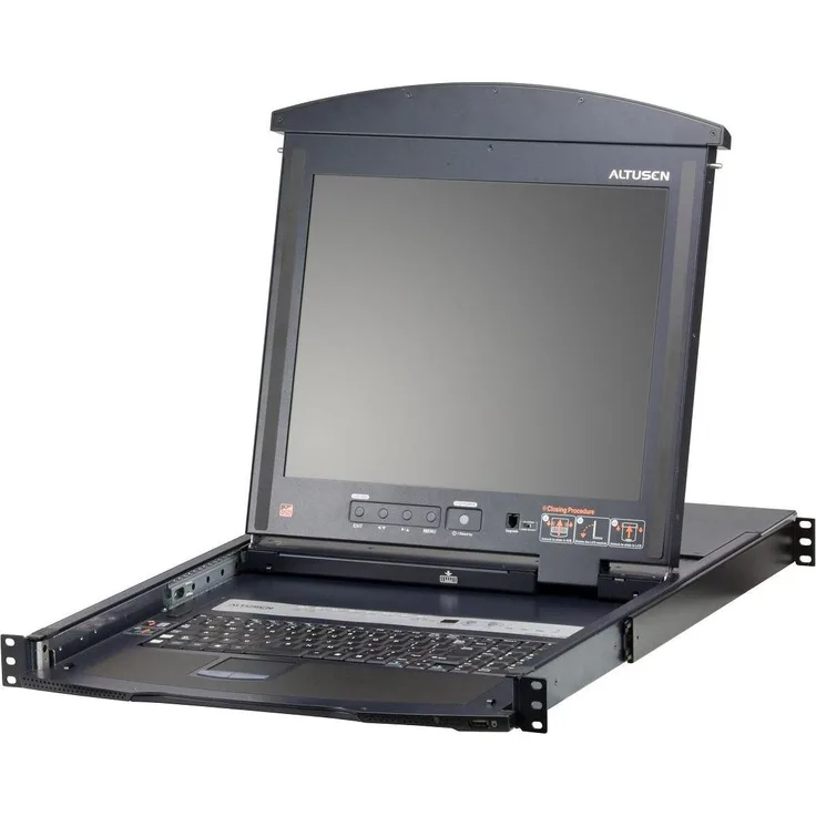 Aten KL1516AN KVM-Switch 16-Port mit 19"-LCD, Dual-Rail, UK-Layout, schwarz