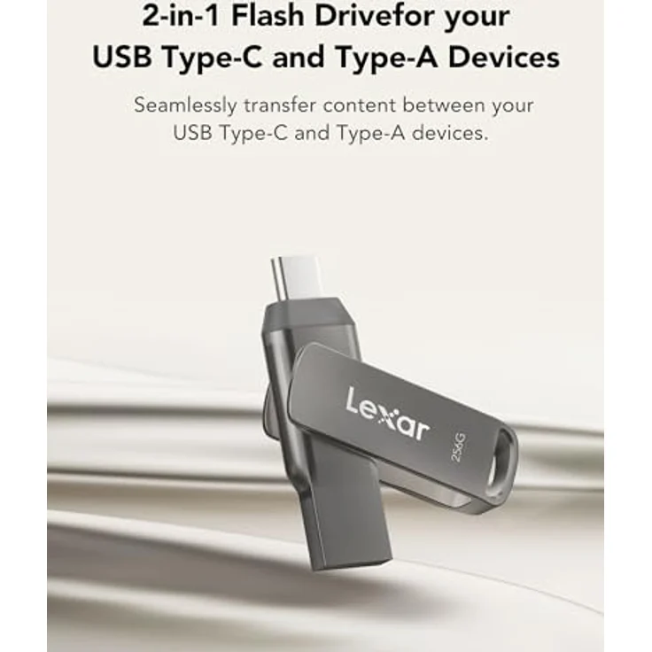 Lexar MEMORY DRIVE FLASH USB3.1 256G/D400 LJDD400256G-BNQNG (256 GB, USB C), USB Stick, Grau – Bild 2