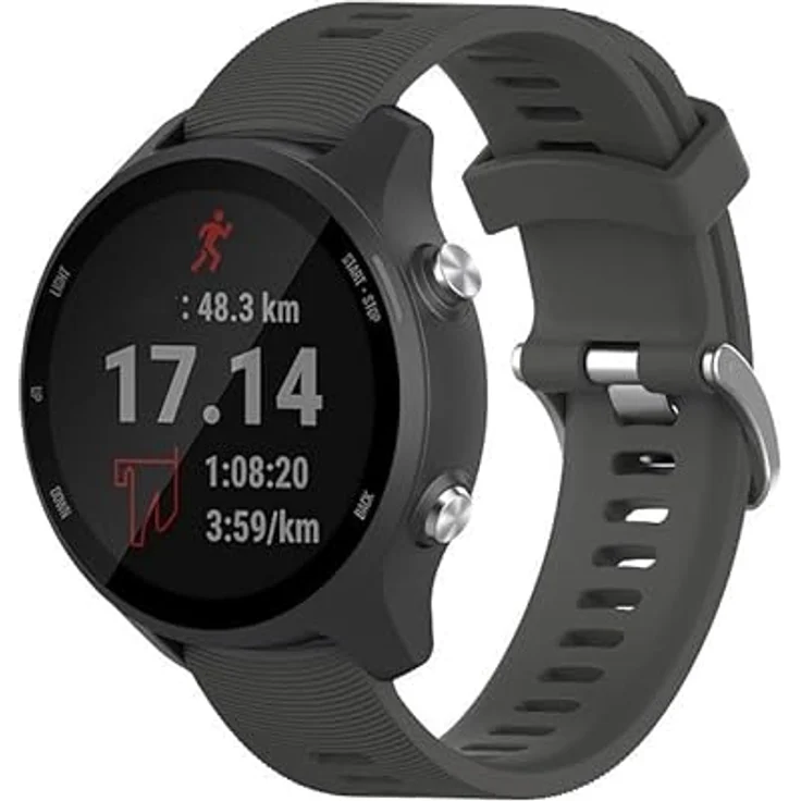 INF Armband für Garmin Forerunner 245, Silikonarmband mit 20mm Breite, wasserabweisend und belüftet, Schwarz – Bild 5
