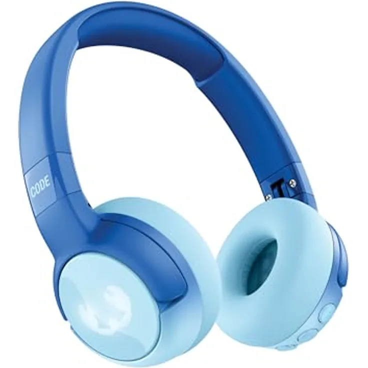 Fresh 'n Rebel Code Junior, Kabellose Bluetooth-Kopfhörer für Kinder, sicherer Klang (<85dB), inkl. Audiokabel, LED-Lichteffekte, 48 Std. Spielzeit (Wavy Water)