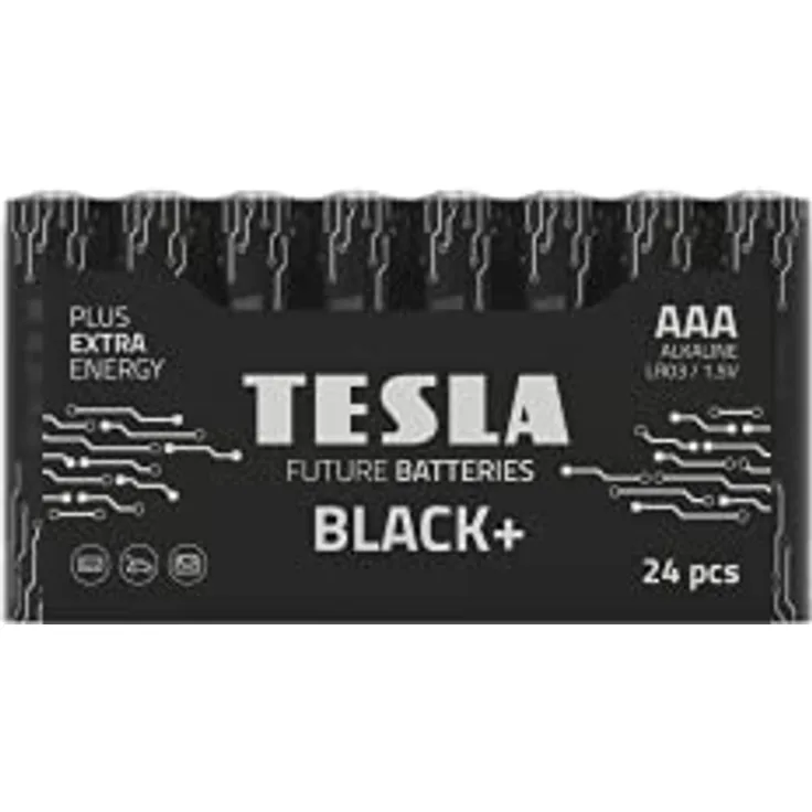 TESLA BATTERIES Schwarz + Alkaline - Plus Energiebatterien