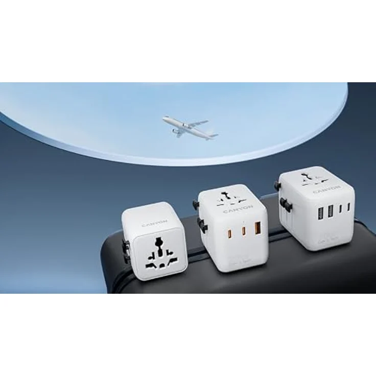 Canyon Universal Travel Adapter OnTour 70, 4 regionale Steckdosentypen, 3 USB-C & 2 USB-A Ports, 7-in-1-Laden bis 70W, GaN-III-Technologie – Bild 2