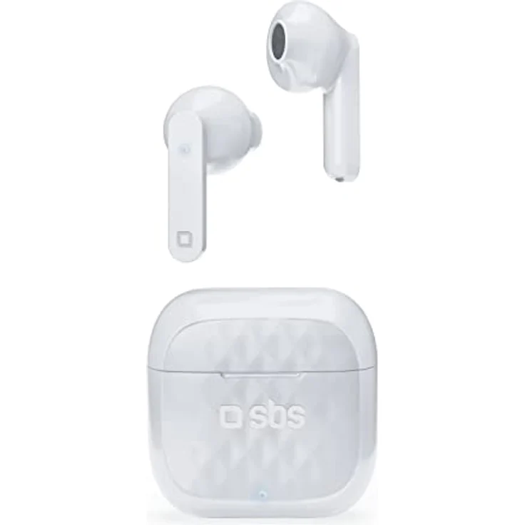 SBS Stereo Wireless Earphones, 200 mAh charging base, touch controls and micro, True Wireless In-Ear-Kopfhörer, weiß – Bild 2
