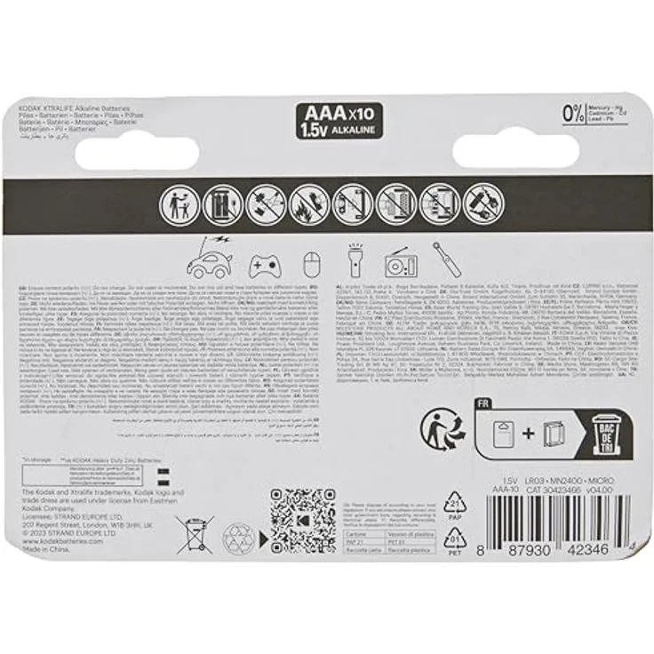 Kodak Xtralife AAA LR3 Alkalibatterien, 10er-Pack, langanhaltende Leistung und auslaufsicher – Bild 3