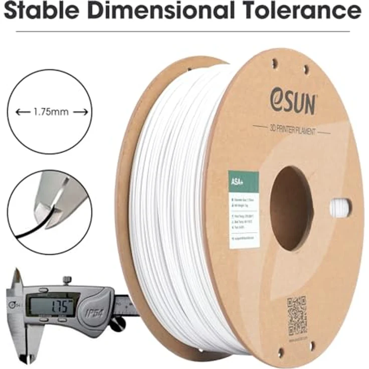 eSUN ASA+ Filament 1.75mm, Wetterbeständiges 3D Drucker Filament, 1KG Spule (2.2 LBS), Kaltes Weiß, Hohe Zwischenschichtfestigkeit und Maßgenauigkeit – Bild 3