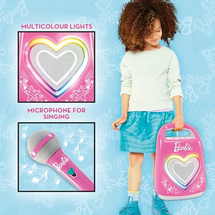 Lisciani Barbie Party - Partymaker, tragbarer Bluetooth-Lautsprecher für Kinder, pink und weiß – Bild 4