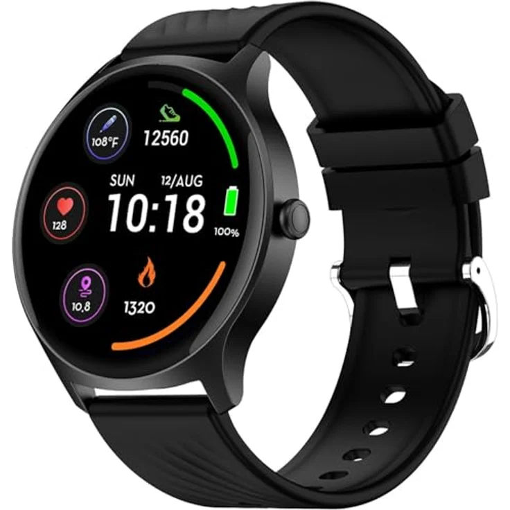 Denver Smartwatch SWC-387B, Bluetooth Smartwatch mit AMOLED-Full-Touch-Display, Gesundheits- und Fitness-Tracking, schwarz – Bild 2