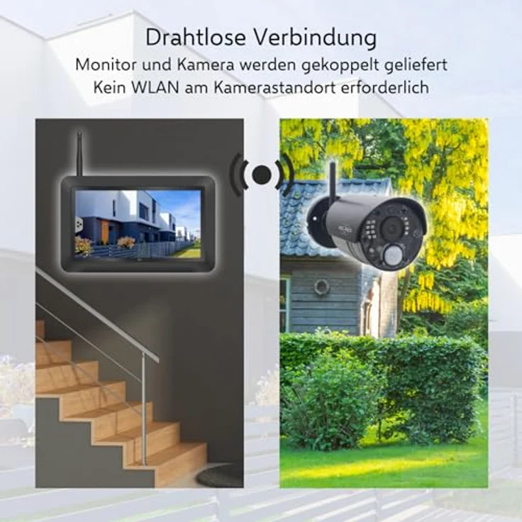 ELRO CZ40RIPS Kabelloses Überwachungssystem, Full-HD 1080p Kamera mit Nachtsicht, 7'' Monitor & App, IP65 - Sicherheitssystem in Full-HD Qualität – Bild 3
