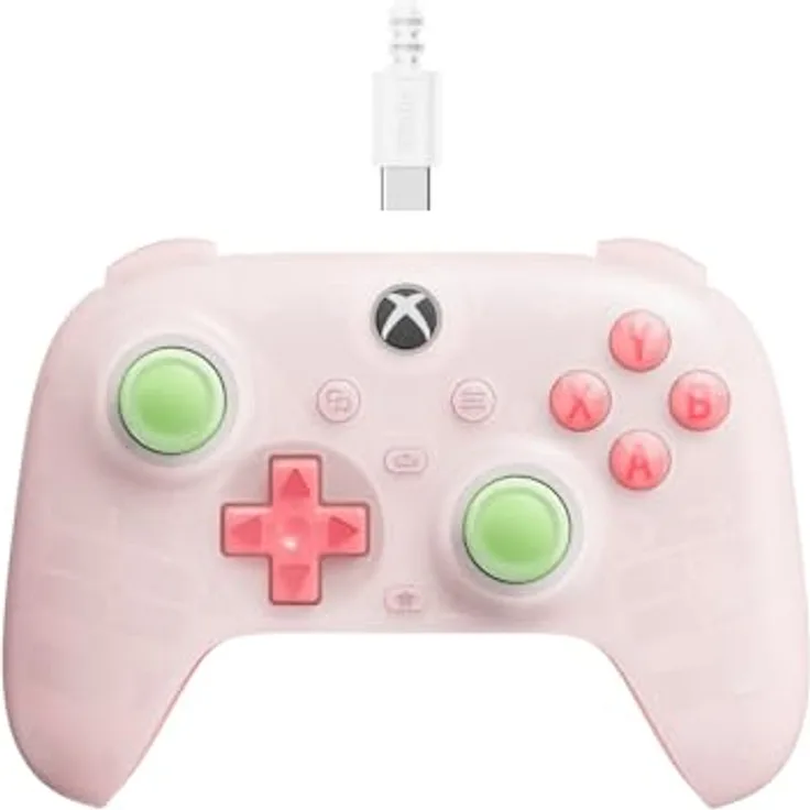 8bitdo Ultimate Mini Wired Xbox Pad Clear Pink, Gaming Controller für Xbox Series S, kabelgebunden, ergonomisches Design, pink
