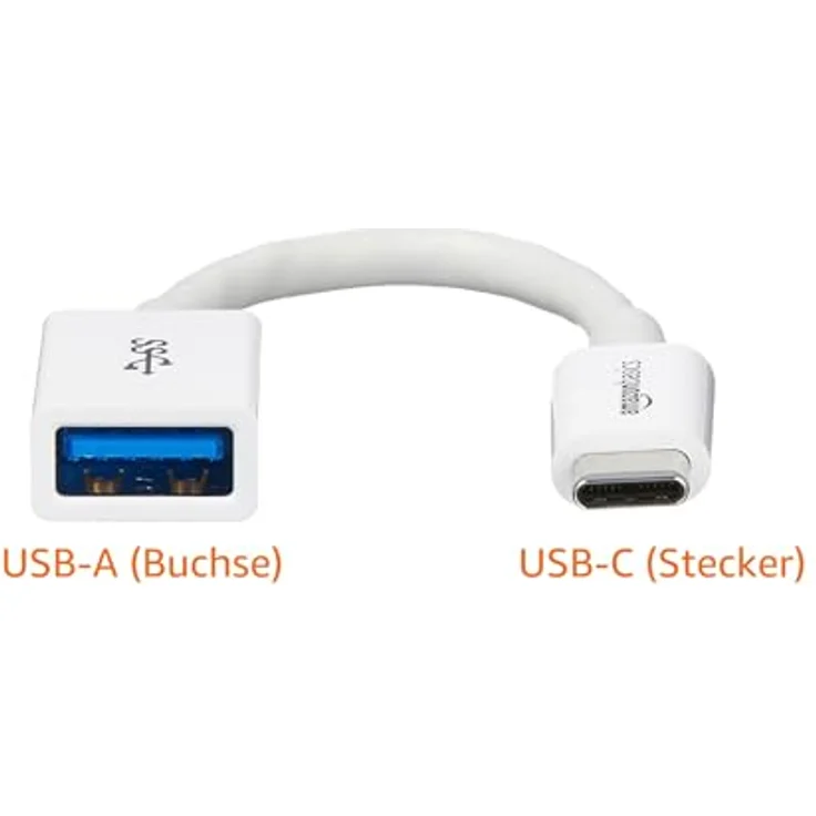 AmazonBasics - Adapterkabel, USB-Typ-C-Stecker auf USB-Buchse, USB 3.1, 1. Generation, Weiß – Bild 2