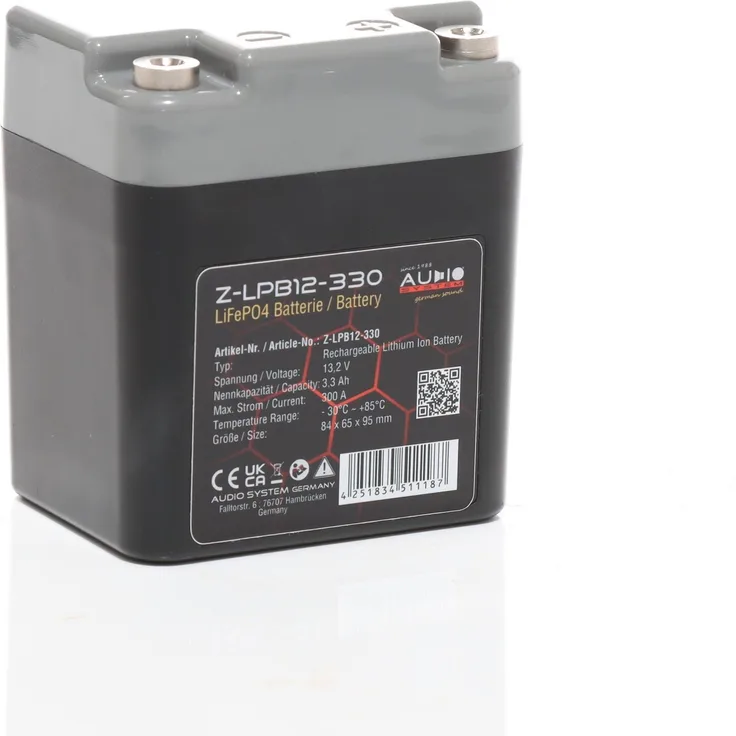 Audio System Z-LPB12-330 LiFePO4-Batterie | 3,3 Ah, hohe Stromabgabe bis 300 A für Car-HiFi-Anlagen