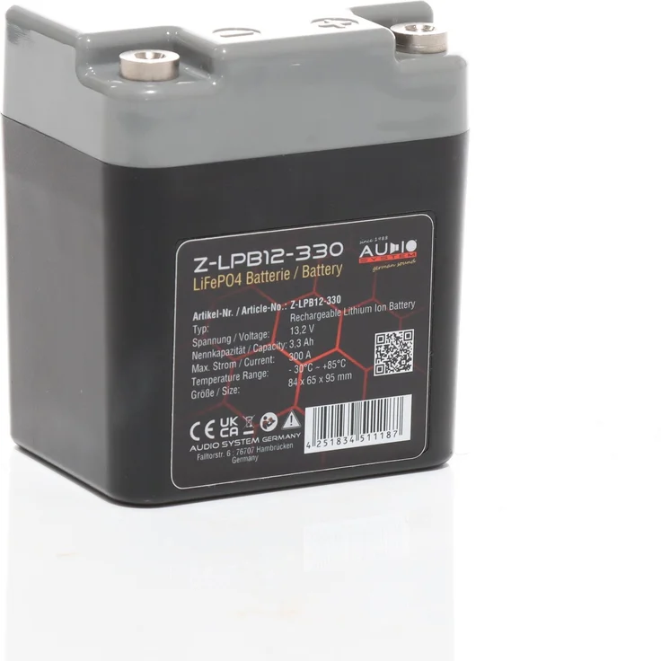 Audio System Z-LPB12-330 LiFePO4-Batterie | 3,3 Ah, hohe Stromabgabe bis 300 A für Car-HiFi-Anlagen