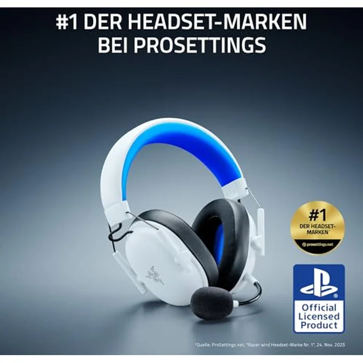 Razer BlackShark V3 X HyperSpeed, Kabelloses E-Sport Gaming Headset mit Triforce 50mm Treiber, abnehmbarem Mikrofon, 270 g, HyperSpeed 2,4 GHz & Bluetooth, PS5/PC | Weiß – Bild 2