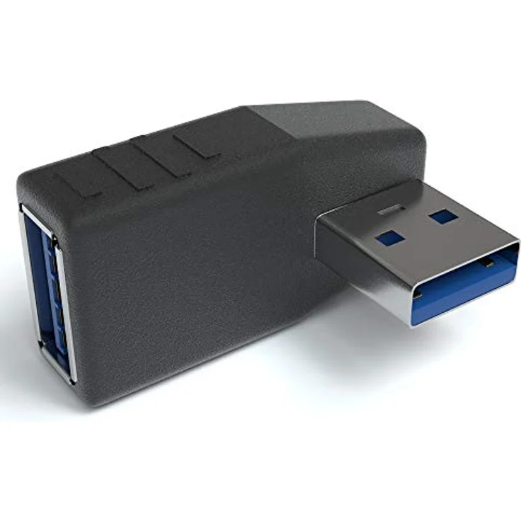 JAMEGA - USB 3.0 Winkel Adapter Links 90° Grad Winkeladapter | USB A Stecker zu USB A Buchse USB Winkelstecker Kupplung kompatibel mit Allen USB Kabeln – Bild 1