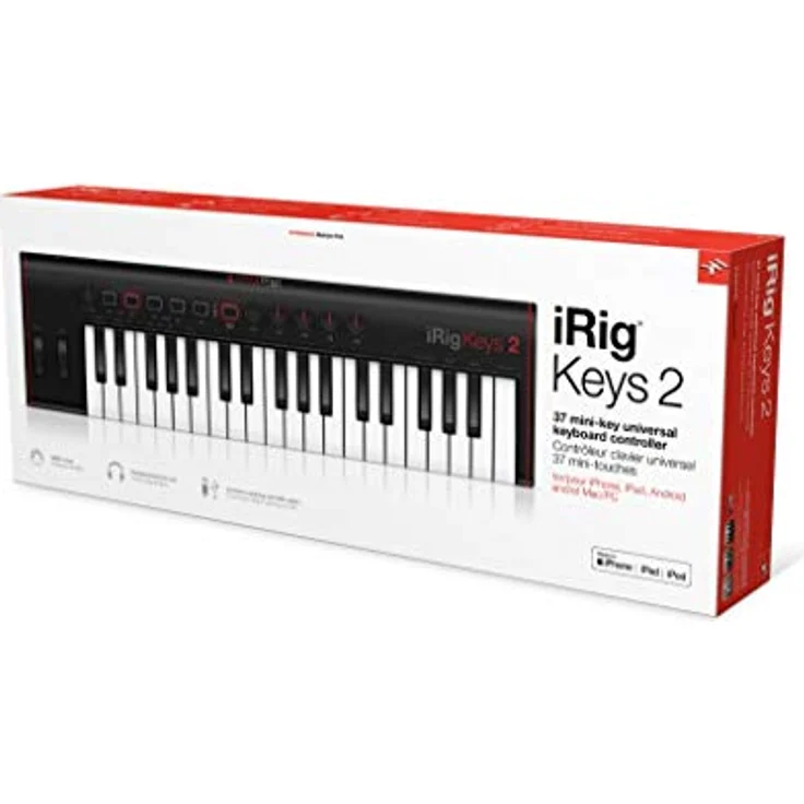 IK Multimedia iRig Keys 2 - Universell einsetzbares MIDI Keyboard für iOS, Android, MAC und PC, 37 anschlagdynamische Mini-Tasten, schwarz - Preisvergleich – Bild 4