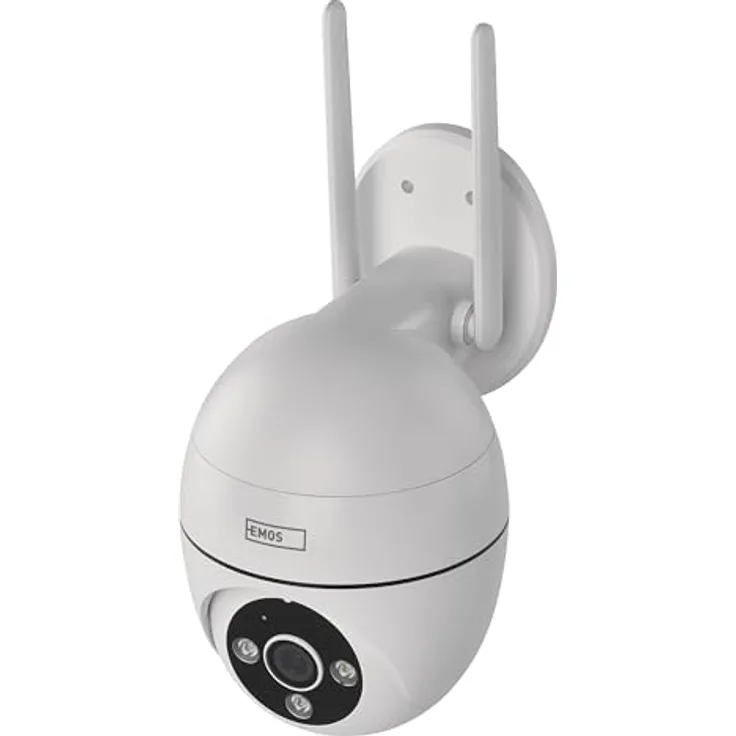 EMOS GoSmart Outdoor Überwachungskamera - 5MP WLAN IP Kamera - Bewegungserkennung, Sirene, Nachtsicht - TUYA, LIDL und Smart Life kompatibel - wasserdicht - weiß