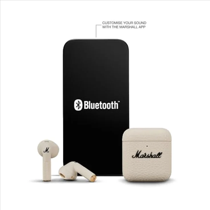 Marshall Minor IV In-Ear-Kopfhörer, True Wireless mit Sprachsteuerung und Bluetooth, über 30 Stunden Akkulaufzeit, wasserresistent, Lederstruktur – Bild 6