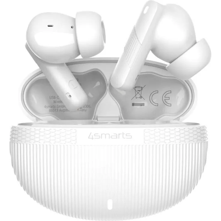 4smarts SkyBuds Pro ANC, Kabelloses Wireless Headset mit aktiver Geräuschunterdrückung, 5 Stunden Akkulaufzeit, weiss