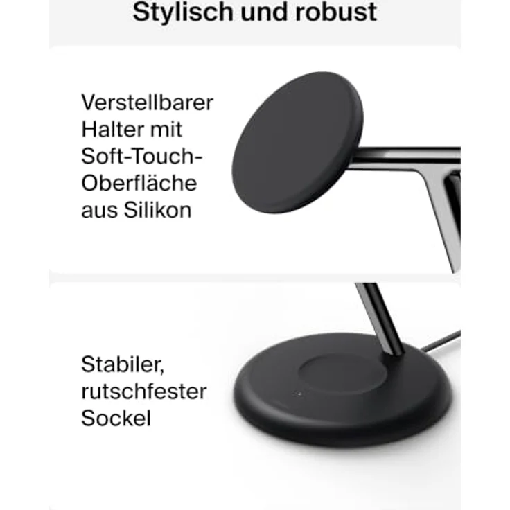 Belkin UltraCharge 3-in-1 Wireless Charging Stand, Qi2, 25 Watt, Schwarz – Bild 3