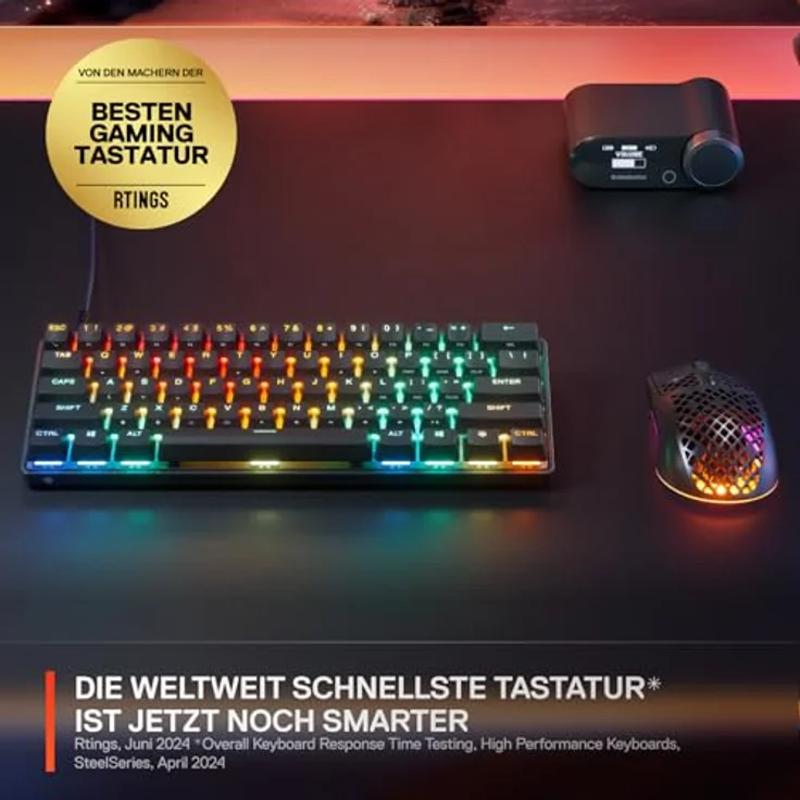 SteelSeries Apex Pro Mini Gen 3, 60% Gaming Tastatur mit OmniPoint 3.0 Hall Effect Switches, anpassbarem Auslösebereich, Rapid Trigger und UK QWERTY Layout – Bild 2