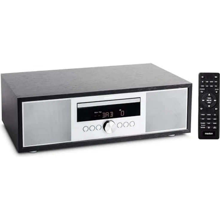 MEDION P64145 All in One Audio System (DAB+, CD, MP3, PLL UKW Radio, USB, Kompaktanlage, Elegantes Design, Weckfunktion, Sleep Einschlafautomatik) schwarz-Silber – Bild 1