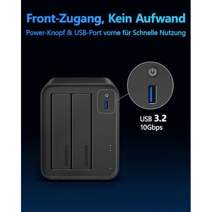TERRAMASTER F2-425 2-Bay NAS-Speicher, Intel x86 Quad-Core-CPU, 4 GB RAM, 2,5 GbE LAN, 4K-Multimedia-Server für Privatanwender (ohne Festplatte) – Bild 3