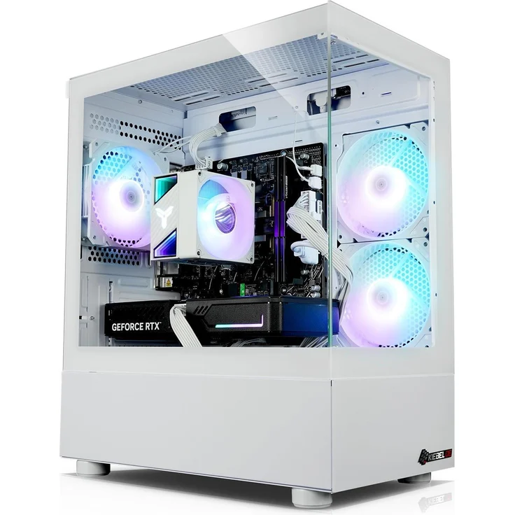 Kiebel InvaderXS VIII (ATX), PC Gehäuse, weiss, effizienter Kühlung, farblich einstellbare Lüfter, kratzfeste Front- und Seitenglaswand