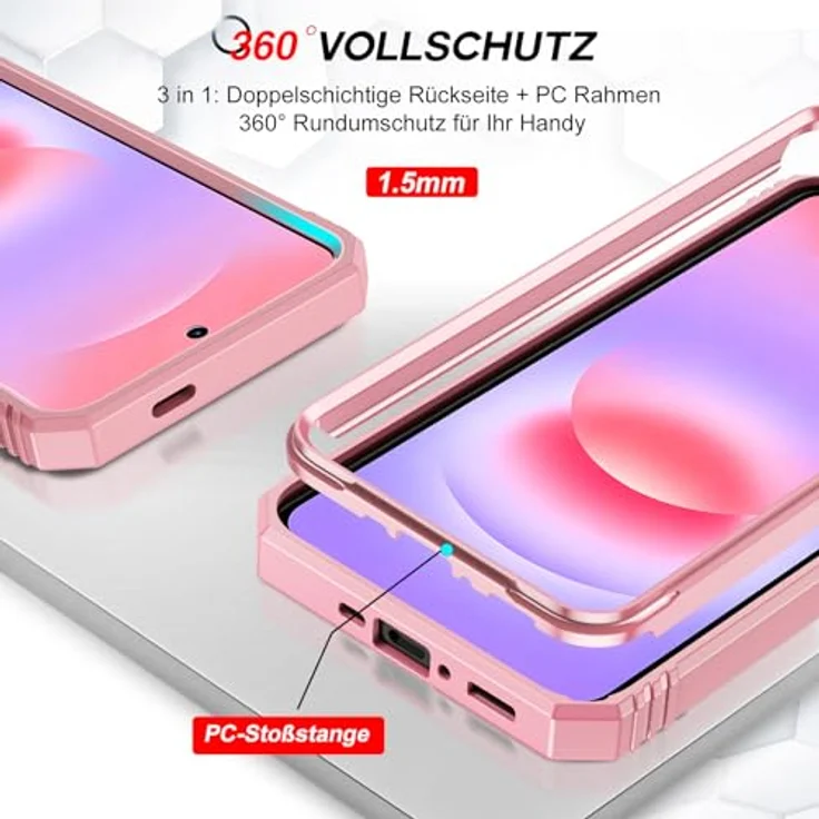 LeYi Militär Hülle für Samsung Galaxy A27 5G, Stoßfest mit Kamera Schiebefunktion und 2 Displayschutz, Rosa – Bild 5