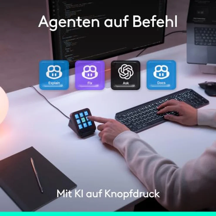 Logitech MX Keypad, programmierbares Makro-Pad mit 9 anpassbaren LCD-Tasten, Graphit – Bild 4
