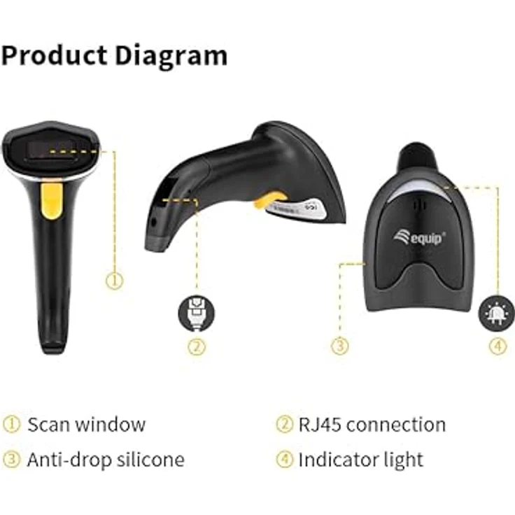 equip Barcode Handscanner Laser Kabel USB, Barcode-Scanner, Schwarz – Bild 5