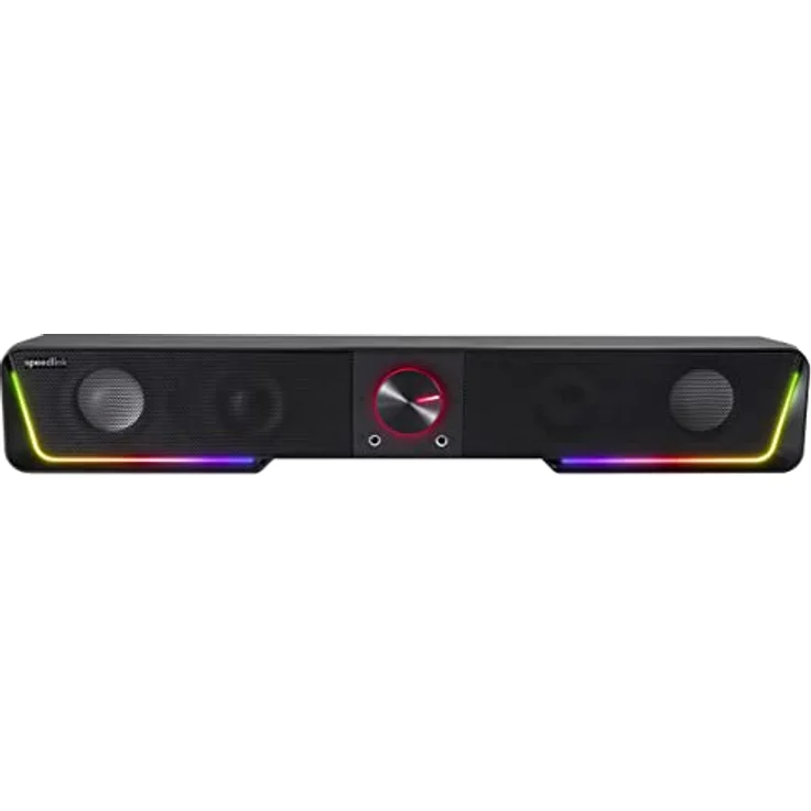 Speedlink Gravity RGB Stereo Soundbar – Lautsprecher mit Bluetooth-Verbindung für Smartphone/Tablet – RGB Beleuchtung – Kopfhörer- und Mikrofonanschluss, schwarz, SL-830200-BK – Bild 2
