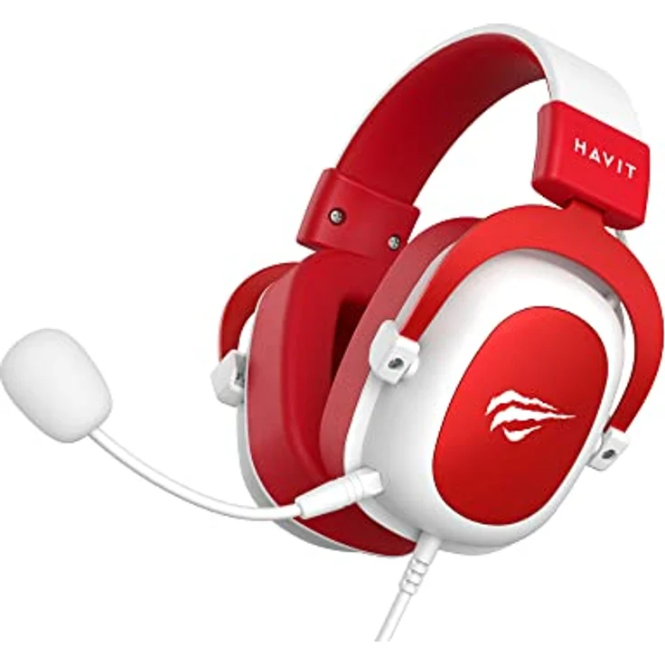 havit HV-H2002d Gamer Kopfhörer mit Mikrofon, 53-mm-Lautsprecher, kompatibel mit Xbox One und PS4, Rot und Weiß – Bild 5