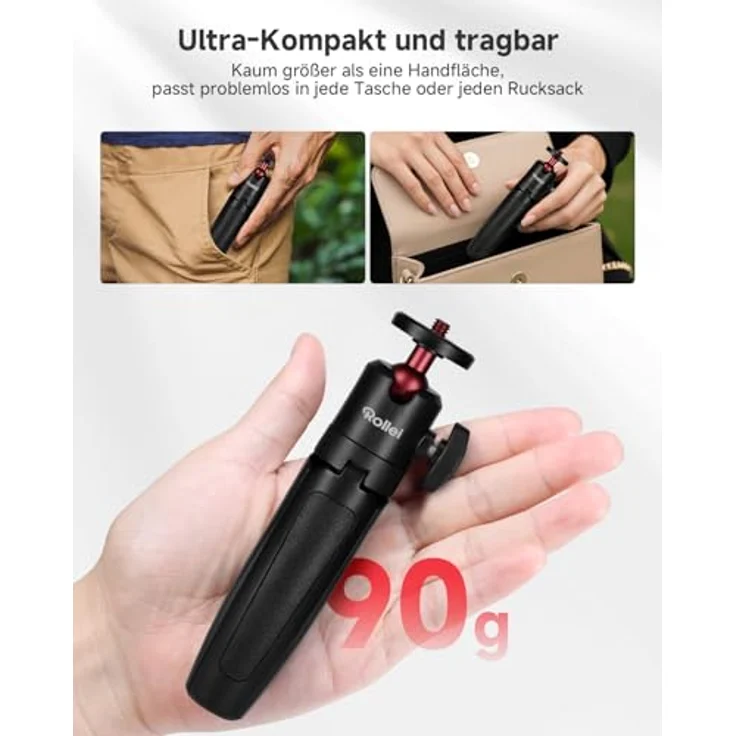 Rollei Ministativ Comfort Desktop, Tischstativ mit 360° Kugelkopf für DSLR,DSLM und Kompakt-Kameras. – Bild 7