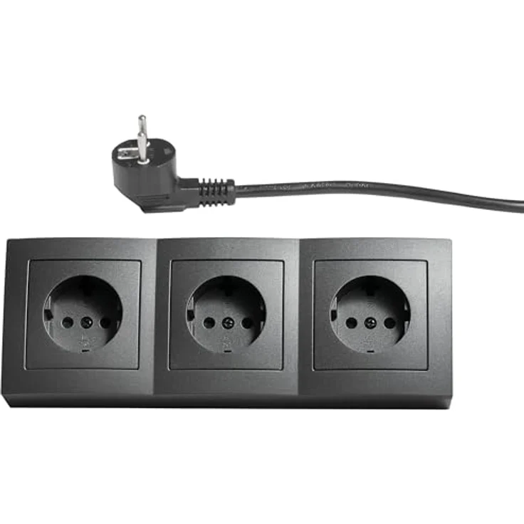 McPower Flair Unterbausteckdosen, 3-fach Steckdosenblock mit Schutzkontakt, 2m Kabel, 250V/16A, anthrazit – Bild 5