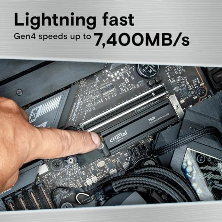 Crucial T500 1TB PCIe Gen4 NVMe M.2 Interne Gaming SSD mit Kühlkörper, bis zu 7300MB/s, (PS5) kompatibel + 1 Monat Adobe CC alle Apps - CT1000T500SSD5 – Bild 2