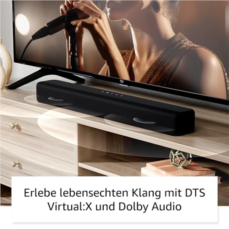 Amazon Fire TV Soundbar, 2.0-Lautsprecher mit DTS Virtual:X und Dolby Audio sowie Bluetooth-Unterstützung, schwarz – Bild 2