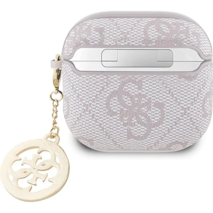 CG Mobile Guess 4G Strass Charm Fall für AirPods 4, Hardcase aus Öko-Leder und PC, rosa – Bild 2