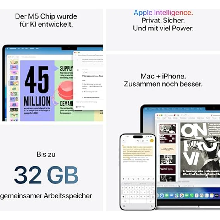 APPLE MacBook Air (2026), 13,6 Zoll, Apple M5, 16 GB RAM, 1 TB SSD, macOS, Himmelblau – Bild 6