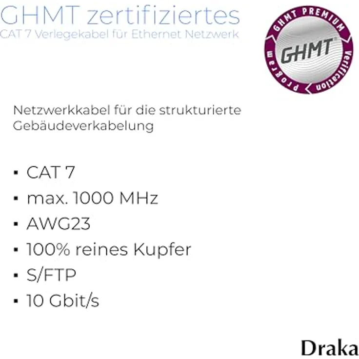 CAT 7 Installationskabel 4x2xAWG23/1 S/FTP - 2xgeschirmt:PIMF+Gesamtschirm (Geflecht) starr LS0H – Bild 2