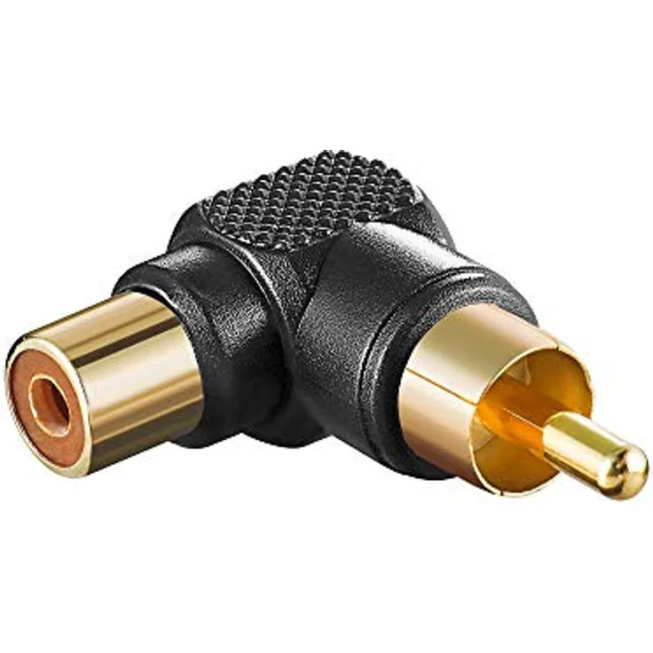 Adapter sw Cinch Stecker auf Kupplung - abgewinkelt