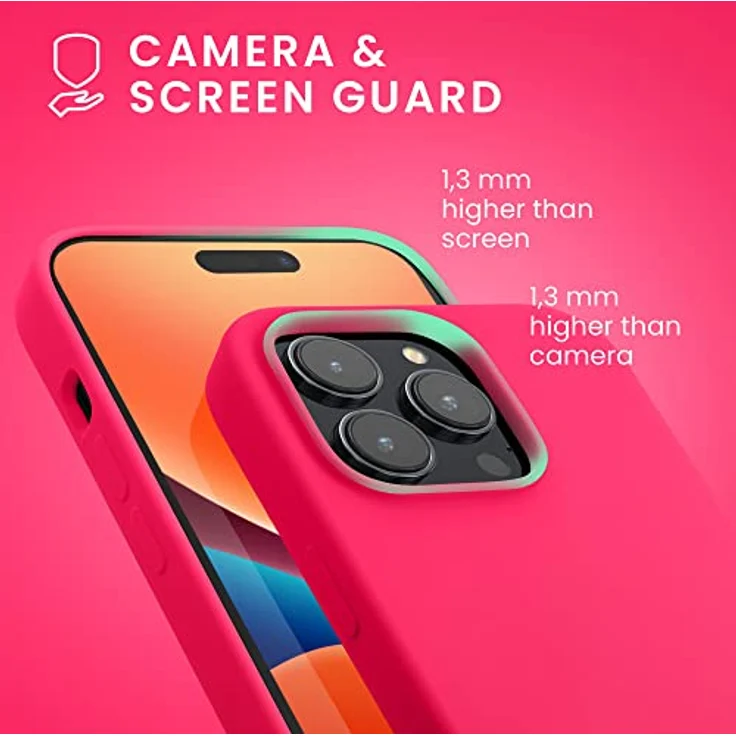 kwmobile Handyhülle für iPhone 14 Pro, Silikon Schutzhülle in Neon Pink, stoßfest und kabelloses Laden unterstützend – Bild 5