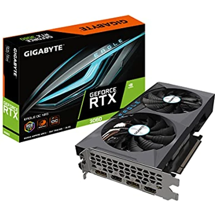 GIGABYTE GeForce RTX 3060 EAGLE OC 12G (REV2.0) Grafikkarte, 2x WINDFORCE Lüfter, 12GB 192-Bit GDDR6, GV-N3060EAGLE OC-12GD REV2.0 Grafikkarte – Bild 1