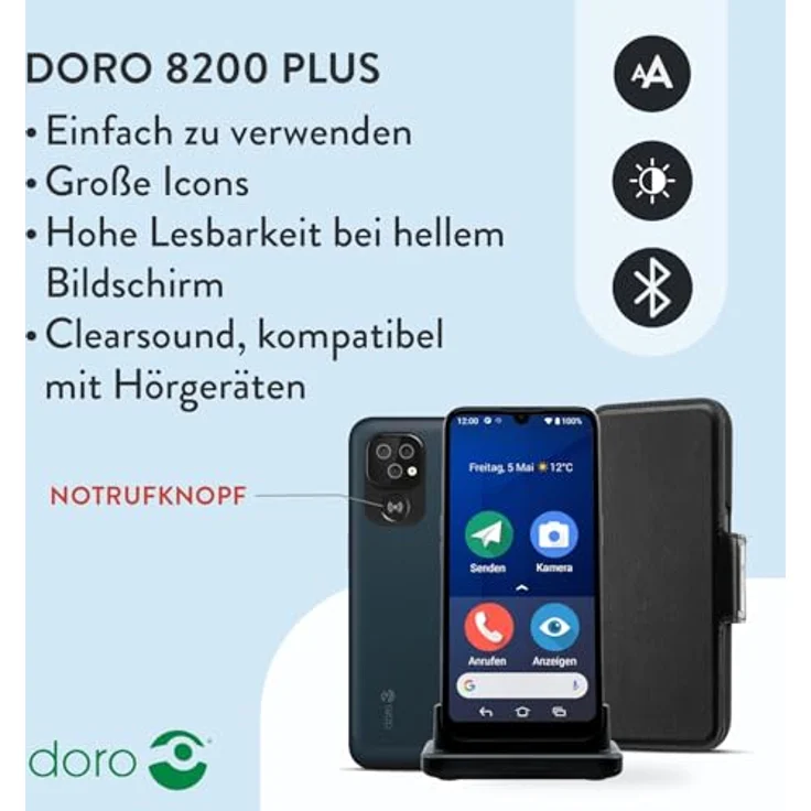 Doro 8200 Plus Dark Blue, Smartphone für Senioren mit einfacher Bedienung – Bild 2