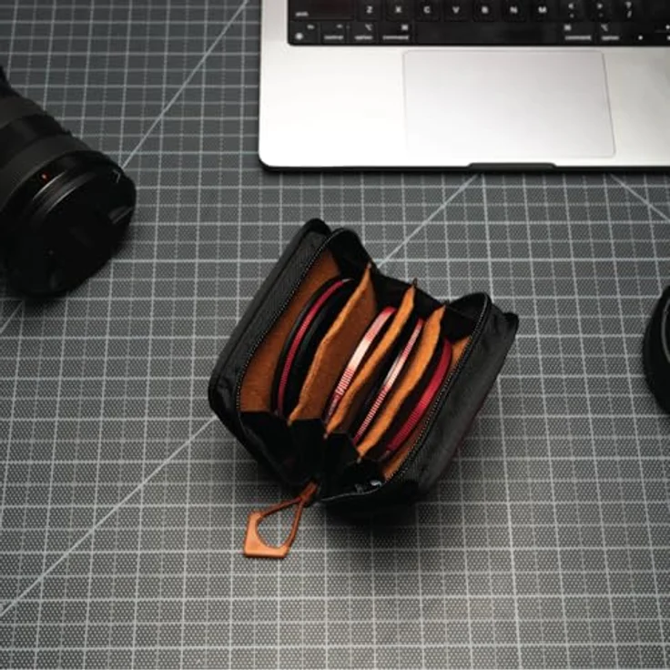 WANDRD Objektivfilterhülle, Schutz für 4 Filter, wetterbeständiges Design, schwarz/Sedona Orange – Bild 3