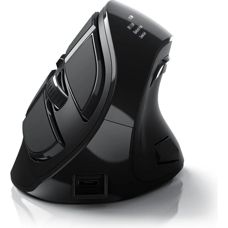 CSL ergonomische Maus (Bluetooth, Funk, Vertikal, optisch, kabellos, 2,4 Ghz, Armschonend, bis 2400 dpi) - Schwarz