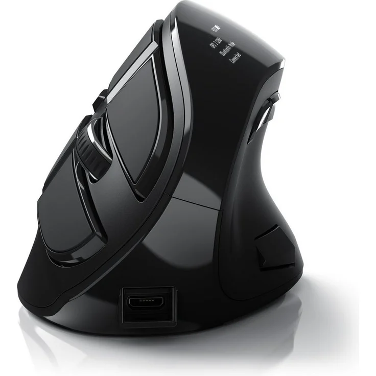 CSL ergonomische Maus (Bluetooth, Funk, Vertikal, optisch, kabellos, 2,4 Ghz, Armschonend, bis 2400 dpi) - Schwarz