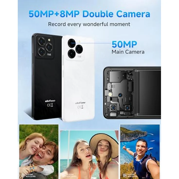 Ulefone Note 20 Pro Smartphone 8GB+256GB/1TB Erweiterbar, 50MP Kamera, Octa Core, 6000mAh, 6.75" HD+ Display 90Hz 4G Dual SIM, Schwarz – Bild 3