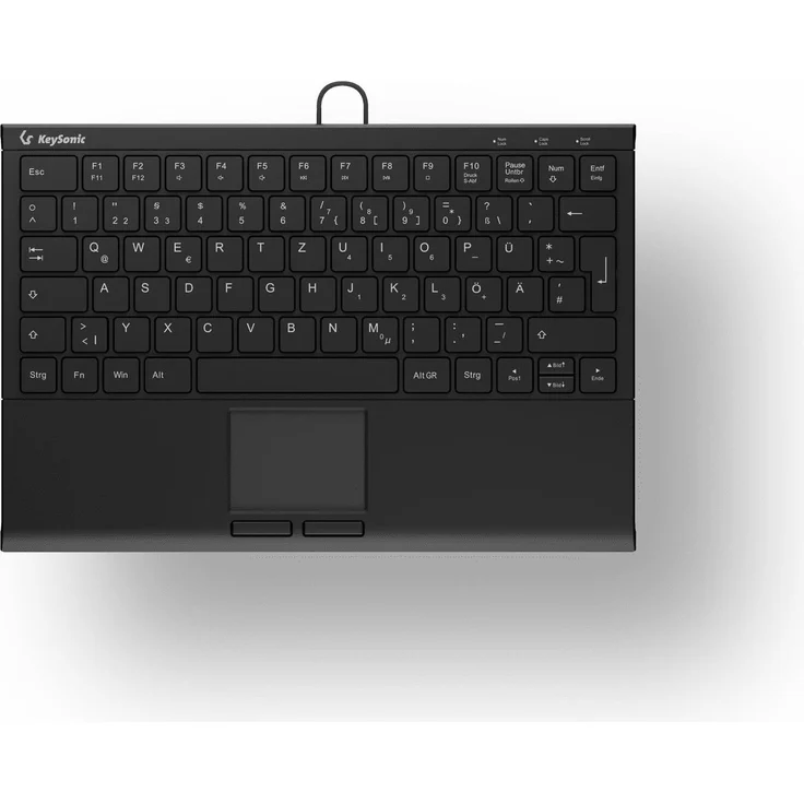 KeySonic KSK-5211ELU (DE) Tastatur USB QWERTZ Deutsch Schwarz mit warmweißer Hintergrundbeleuchtung, leisem Tippen und integriertem Touchpad – Bild 1