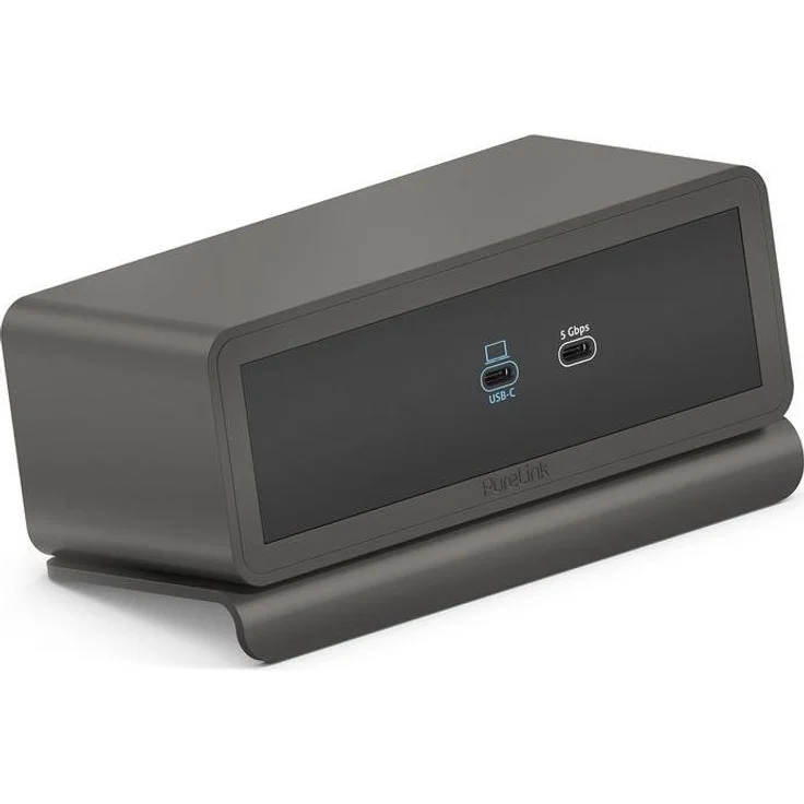 PureLink Mediahub2 Dockingstation, USB-C mit 7 Anschlüssen, grau, Notebook-Ladefunktion, RJ45 Gigabit Ethernet