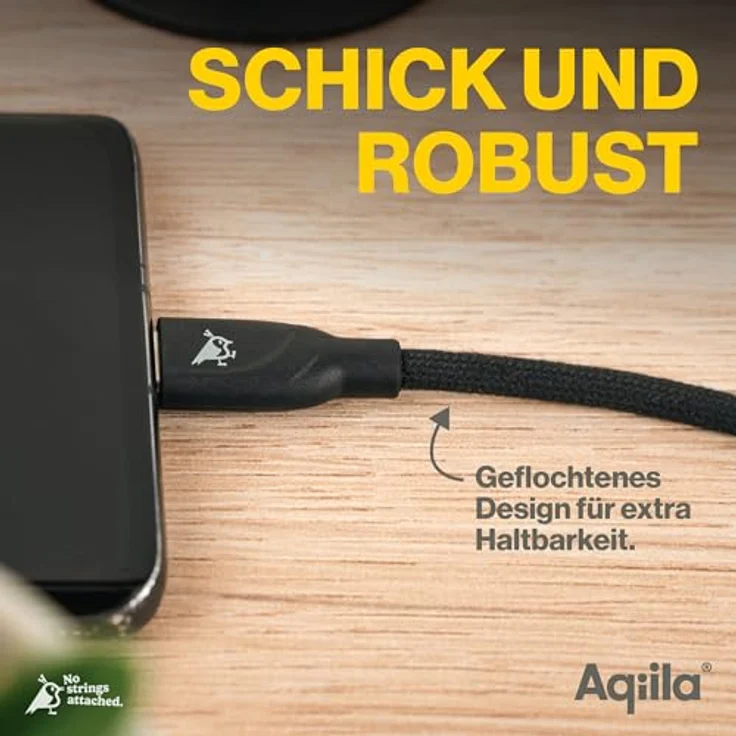 Aqiila Ladekabel für iPhone, USB-C Lightning [MFi-Zertifiziert], 30W, 480Mbps, PD Technologie, geflochten, 1m, Schwarz – Bild 3